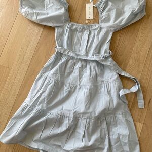 Light Blue Puff Sleeve Dress